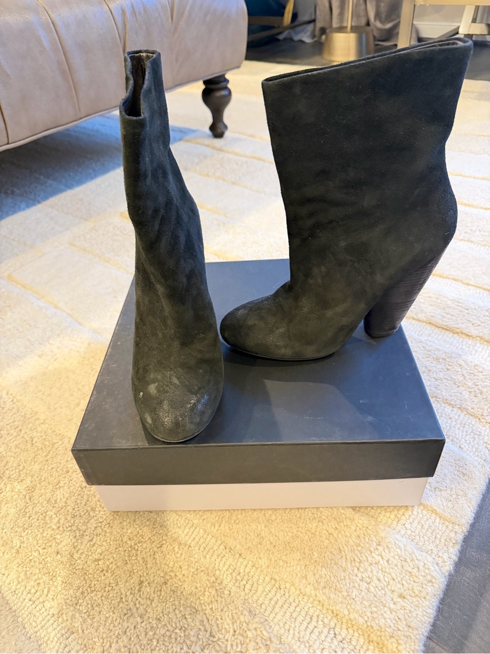 Marsell Black Suede Stacked Heel Ankle Boots
